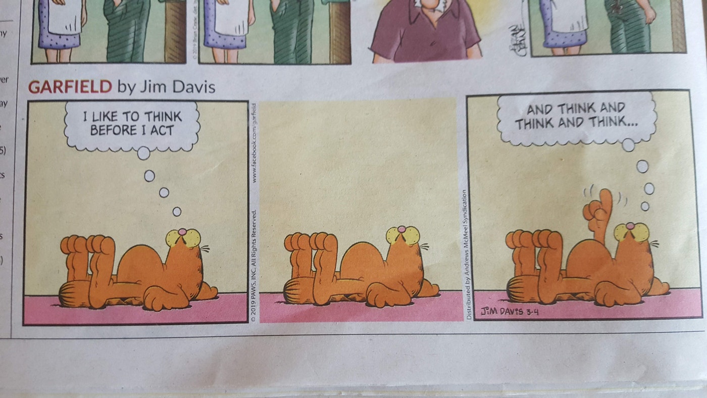 Tackle Today Chart of the Day: And think and think and think... (Garfield by Jim davis)