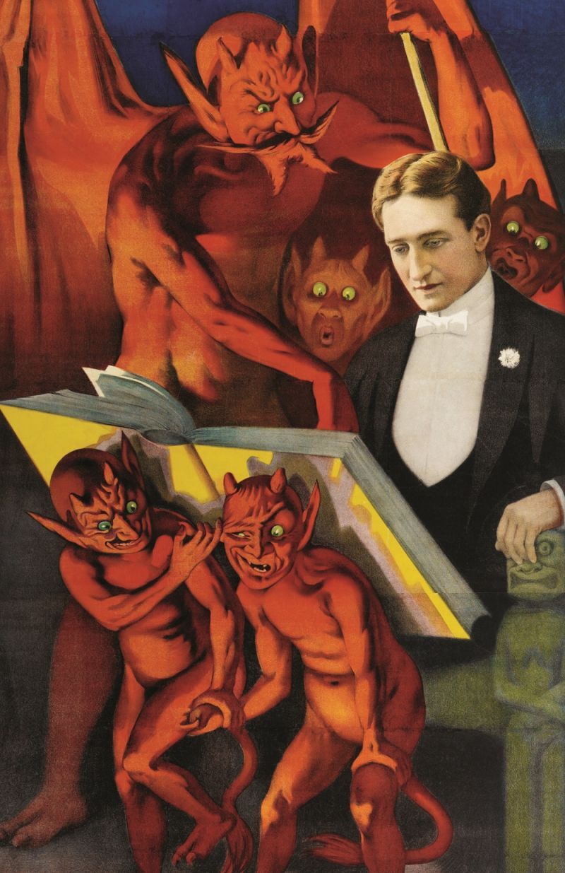 Tackle Today: Trading Enemies (Image: Strobridge Lithograph Co. poster of the famous American magician Howard Thurston being tutored by demons and goblins, 1916, Courtesy of the George and Sandy Daily Collection)