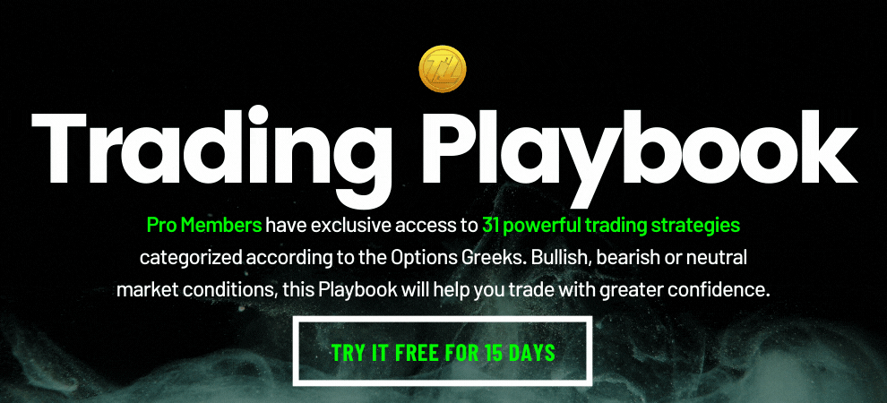 Pro Members have exclusive access to 31 powerful trading strategies categorized according to the Options Greeks. Bullish, bearish or neutral market conditions, this Playbook will help you trade with greater confidence.